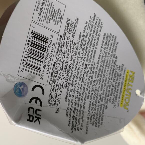 Squishmallows Charlie Bull Terrier Dog 8" Plush Black Eye White Pup Soft Puppy - Picture 15 of 16